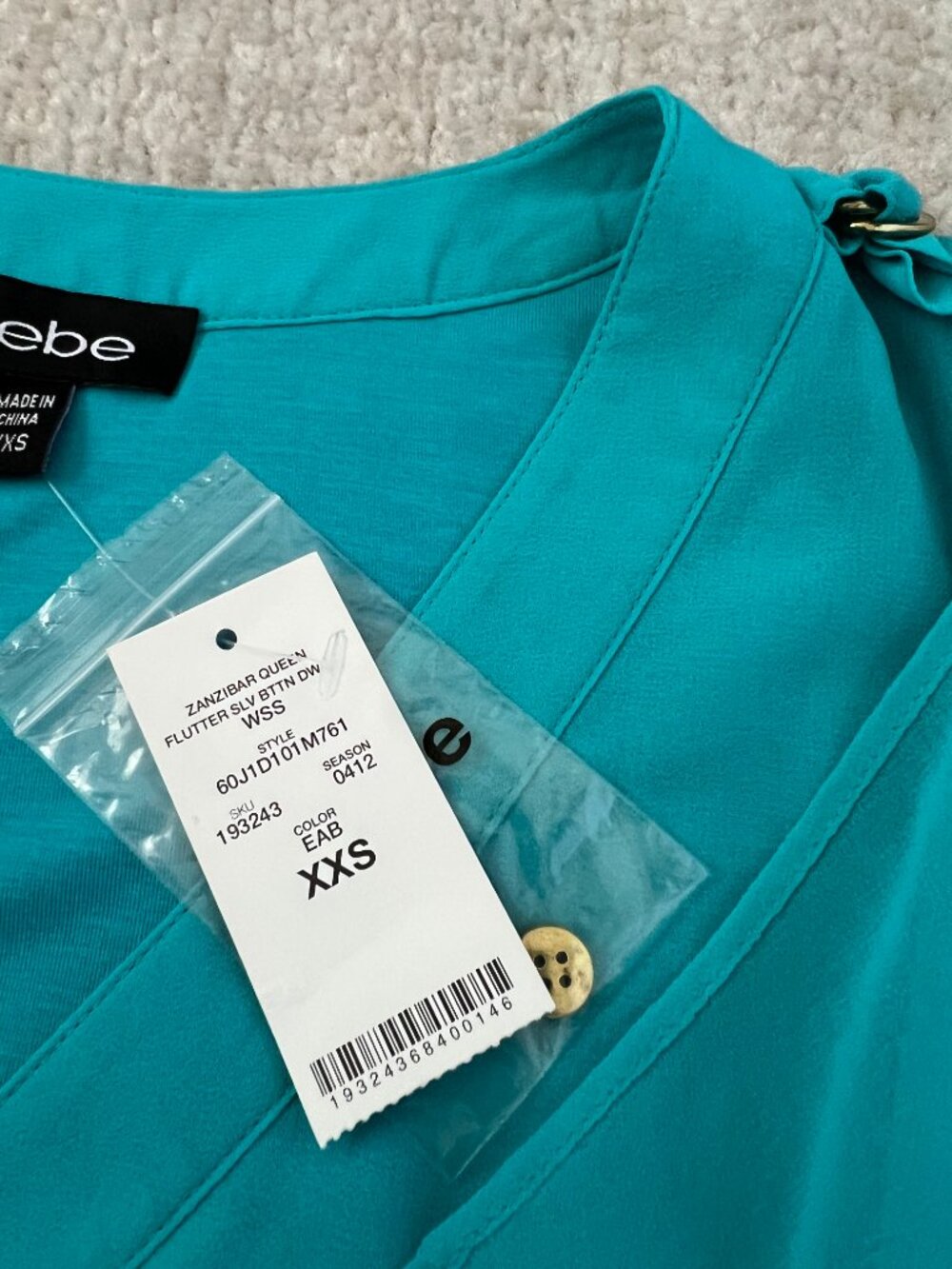 NWT Bebe Zanzibar Queen Sheer Button Up Boho Blouse Top XXS Y2K Going Out - Picture 7 of 11